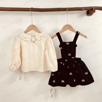 Baby Toddler Girl Denim Bear Suspender Skirt - image 2