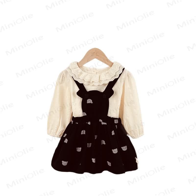 Baby Toddler Girl Denim Bear Suspender Skirt - image 5