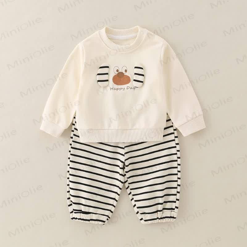Baby Toddler Boy Animal 2-piece Set - Beige Stripe Dog - 3-5T - image 5