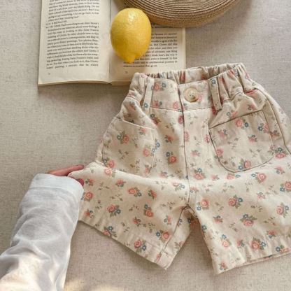 Baby Toddler Girl Flower Loose Shorts - Beige - 5-7T - image 5