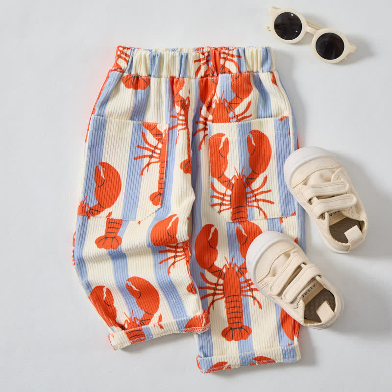 Baby Toddler Beige Blue White Stripe Lobster Cord Pants - image 3