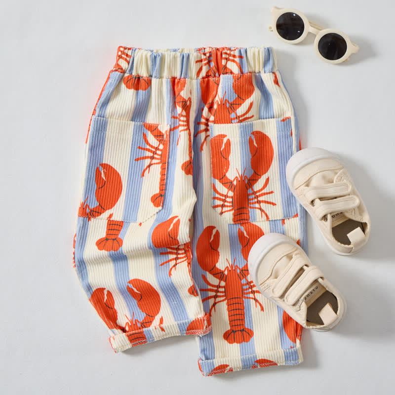 Baby Toddler Beige Blue White Stripe Lobster Cord Pants - image 3