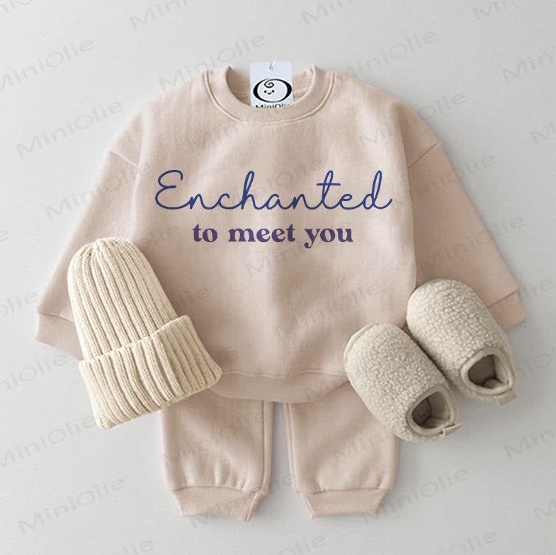 ENCHANTED TO MEET YOU Baby Sweatshirt 2-piece Beige Set - Beige - 2-3T - image 1