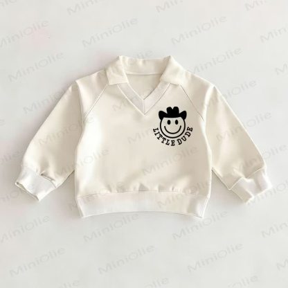 LITTLE DUDE Baby Smiley White Polo Top - White - 2-3T - image 1