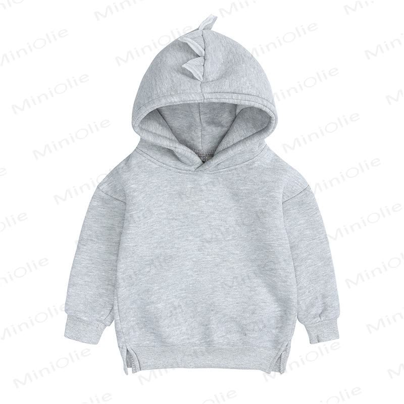 Baby Dinosuar Solid Color Hoodie - Grey - 3-4T - image 2