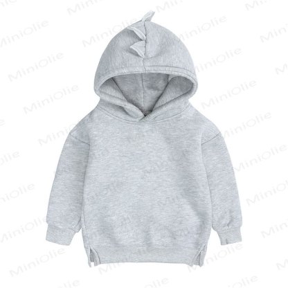 Baby Dinosuar Solid Color Hoodie - Grey - 3-4T - image 2