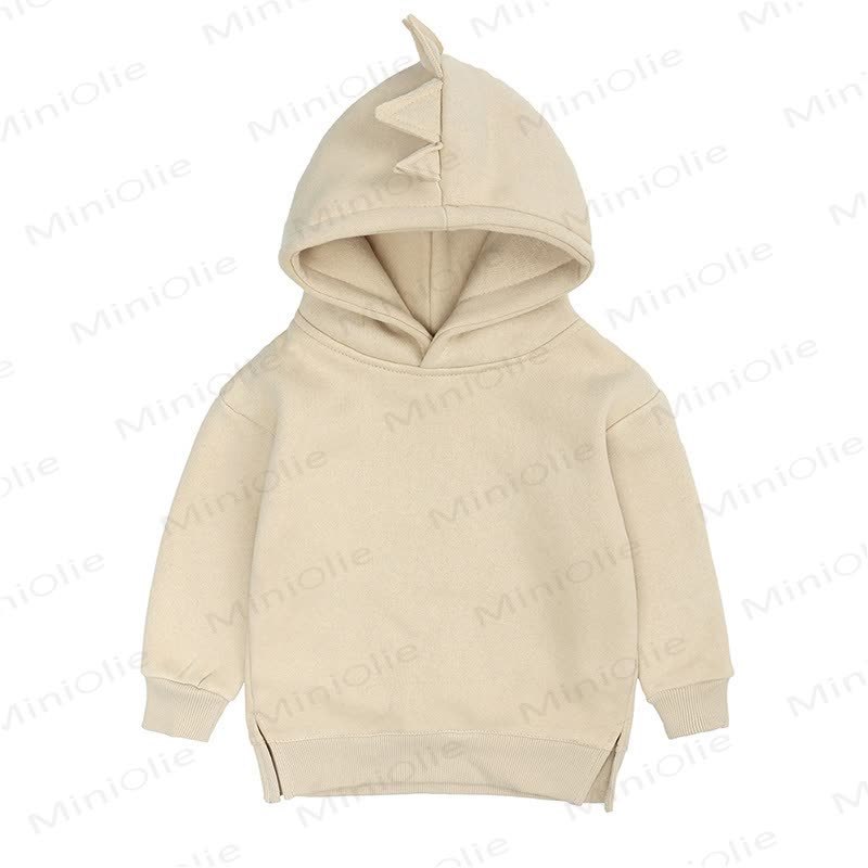Baby Dinosuar Solid Color Hoodie - Beige - 3-4T - image 1