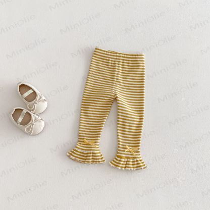 Baby Toddler Girl Lace Top/Bow Leggings - Yellow White Leggings - 3-5T - image 7