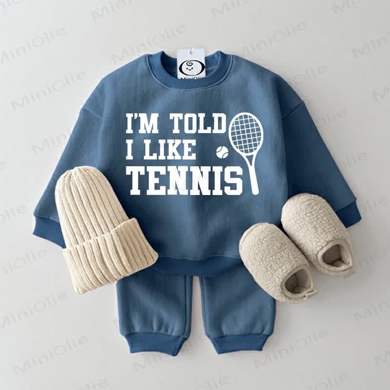 I'M TOLD I LIKE TENNIS Baby Sweatshirt 2-piece Blue Set - Blue - 2-3T - image 1