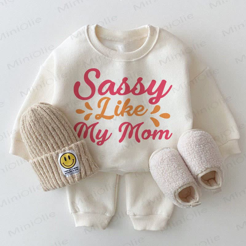 SASSY LIKE MY MOM Baby White Sweatshirt 2-piece Set - White - 2-3T - image 1