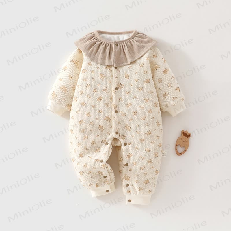 Baby Floral Lace Collar Romper - Beige - 18-24M - image 2