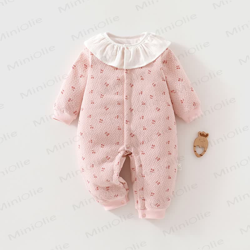 Baby Floral Lace Collar Romper - Pink - 18-24M - image 1