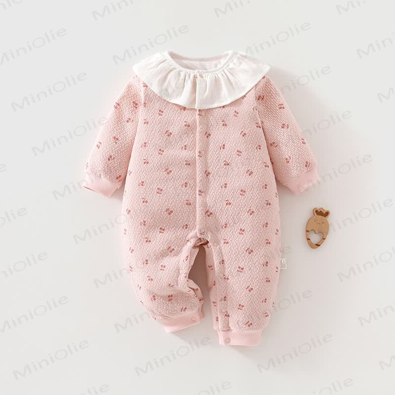 Baby Floral Lace Collar Romper - Pink - 18-24M - image 1