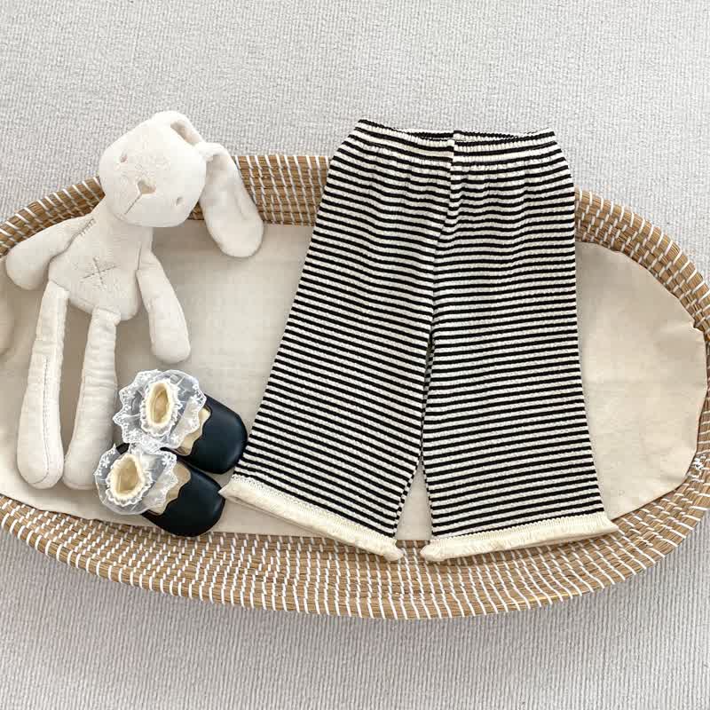 Baby Toddler Girl Knit Bow Cardigan/Black Pants/Stripe Pants - Stripe Pants - 5-7T - image 7