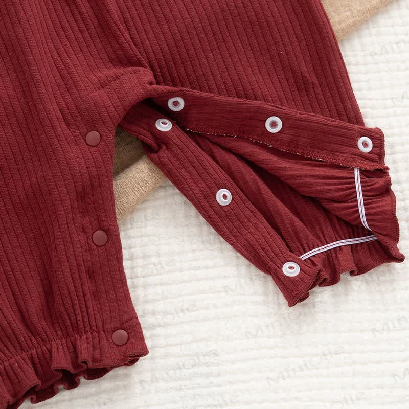 Baby Petal Collar Rib Romper with Hat - image 3