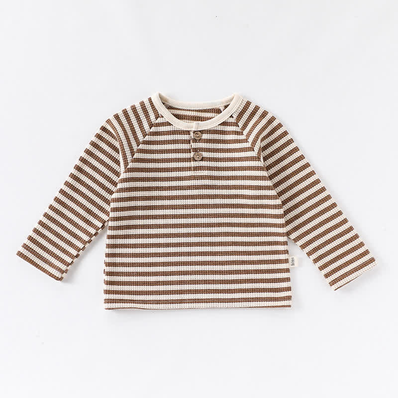 Baby Toddler Striped Cotton T-shirt - Brown - 5-7T - image 3