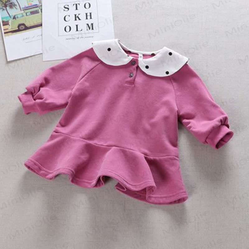 Baby Toddler Girl Dot Baby Collar Dress - Fuchsia - 3-4Y - image 3