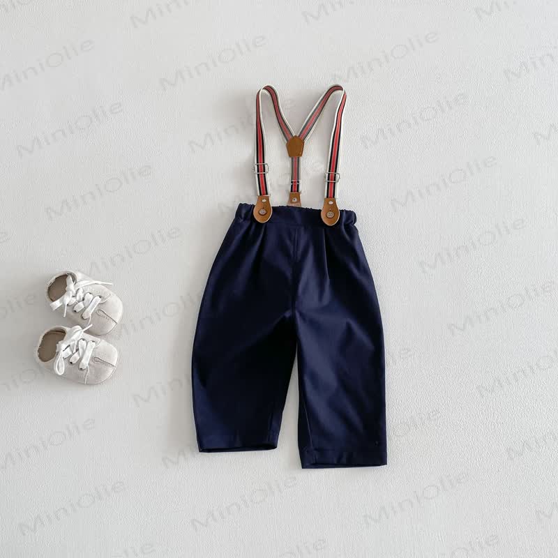 Baby Toddler Boy Solid Color Overalls/Bow Top - Navy Blue Overalls - 3-5T - image 5