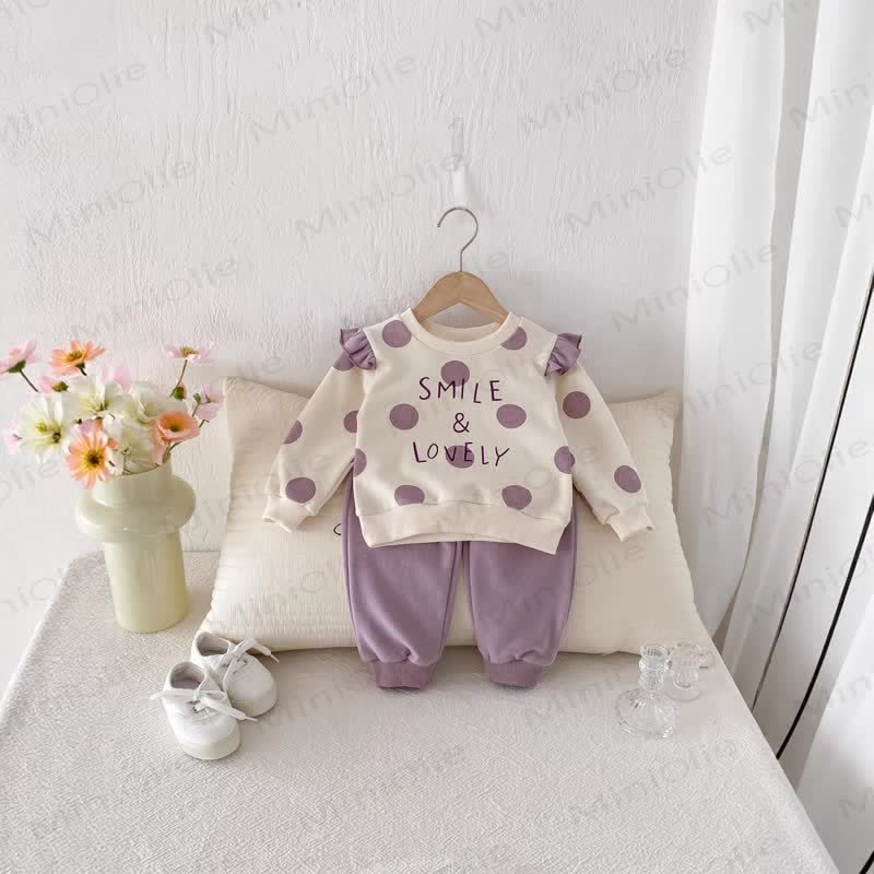 SMILE & LOVELY Baby Toddler Girl Dot 2-piece Set - Purple - 3-5T - image 1