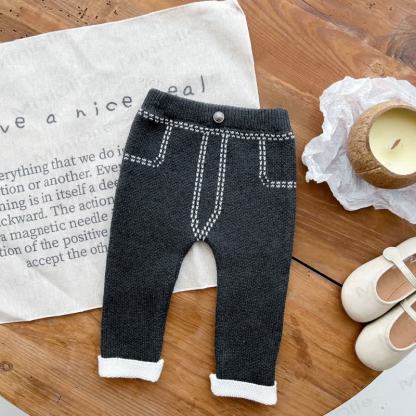 Baby Solid Color Knit Leggings - image 8