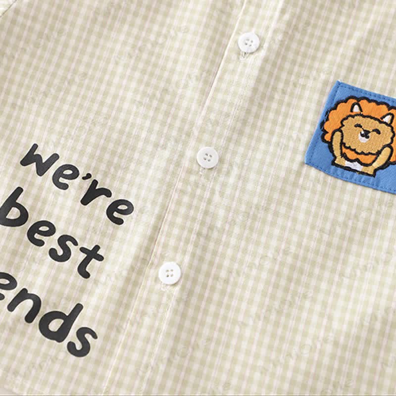 WE'RE BEST FRI Baby Toddler Boy Love Animal Plaid 2-piece Set - image 8