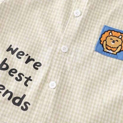 WE'RE BEST FRI Baby Toddler Boy Love Animal Plaid 2-piece Set - image 8