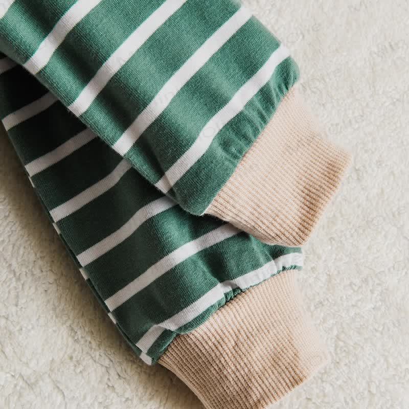 Baby Green Pupppy Striped Romper - image 6