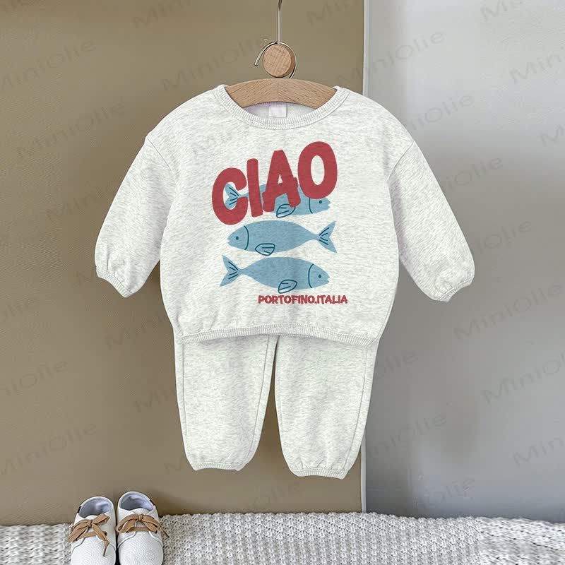 CIAO PORTOFINO ITALIA Baby Gray Fish Sweatshirt 2-piece Set - Gray - 2-3T - image 1
