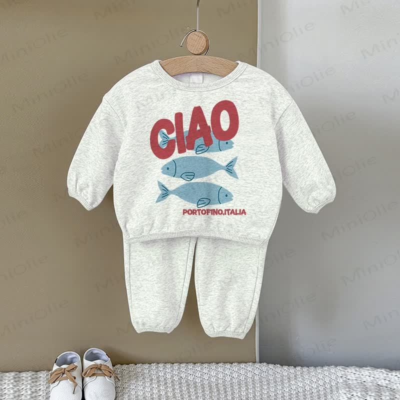 CIAO PORTOFINO ITALIA Baby Gray Fish Sweatshirt 2-piece Set - Gray - 2-3T - image 1