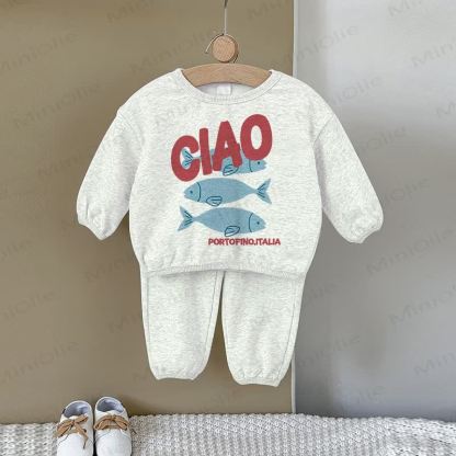 CIAO PORTOFINO ITALIA Baby Gray Fish Sweatshirt 2-piece Set - Gray - 2-3T - image 1
