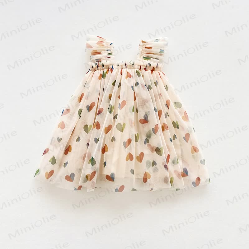 Baby Toddler Girl Love Flying Sleeves Dress - Beige - 8Y - image 6