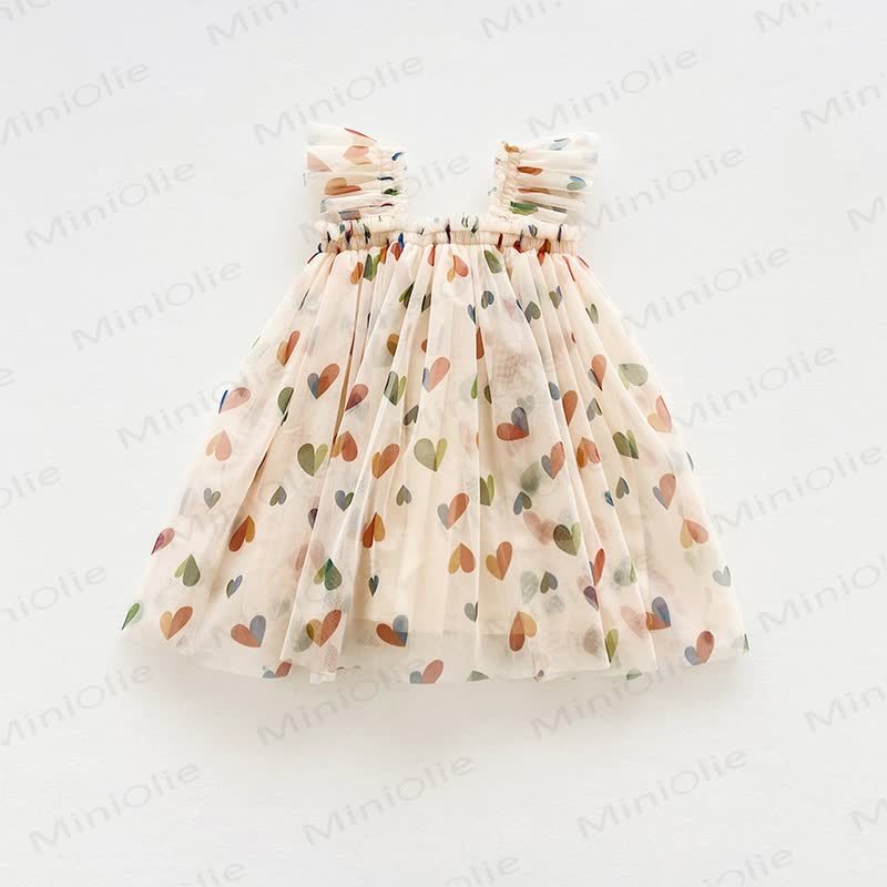 Baby Toddler Girl Love Flying Sleeves Dress - Beige - 8Y - image 6