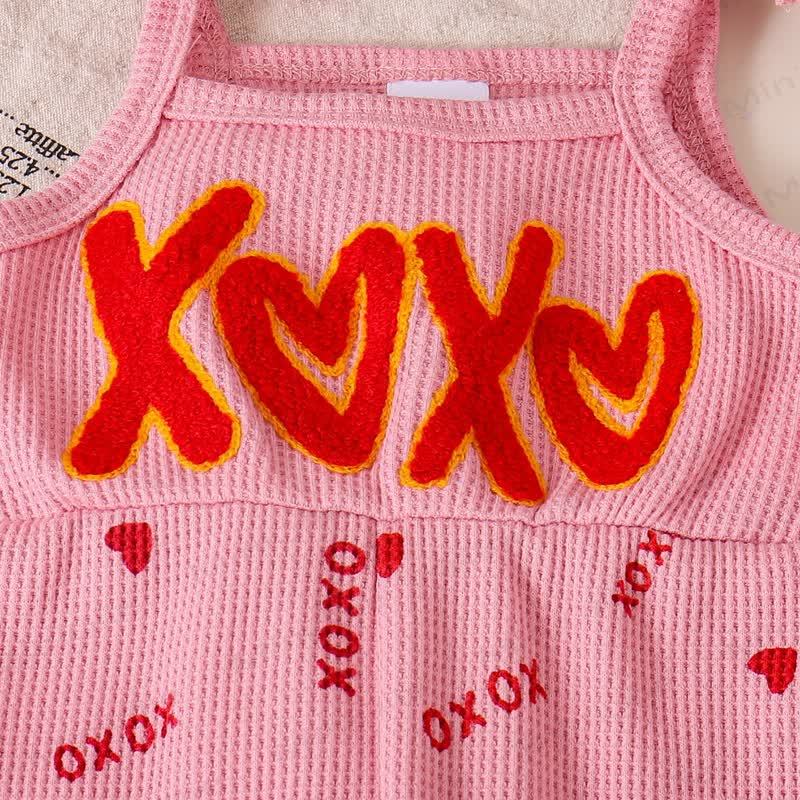 XOXO Baby Girl Bow Love Overalls - image 7