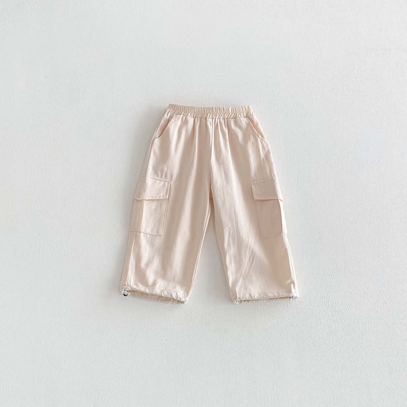 Baby Toddler Solid Color Worker Loose Pants - Beige - 8Y - image 6