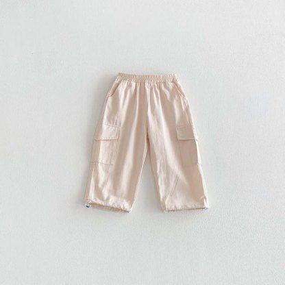 Baby Toddler Solid Color Worker Loose Pants - Beige - 8Y - image 6
