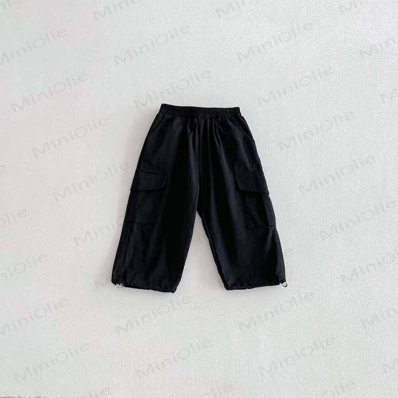 Baby Toddler Solid Color Worker Loose Pants - Black - 8Y - image 7
