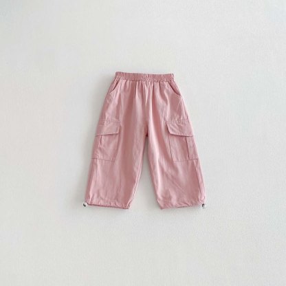 Baby Toddler Solid Color Worker Loose Pants - Pink - 8Y - image 9