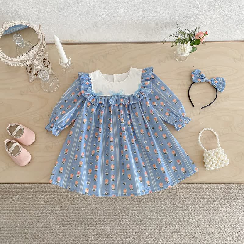 Toddler Kid Girl Flower Bow Stripe Dress - image 5