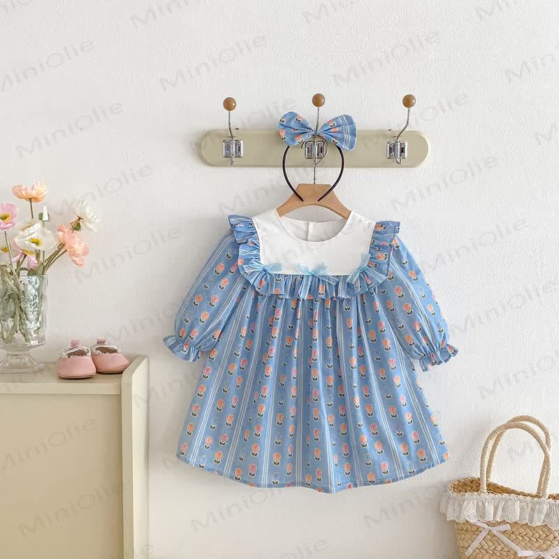 Toddler Kid Girl Flower Bow Stripe Dress - image 2