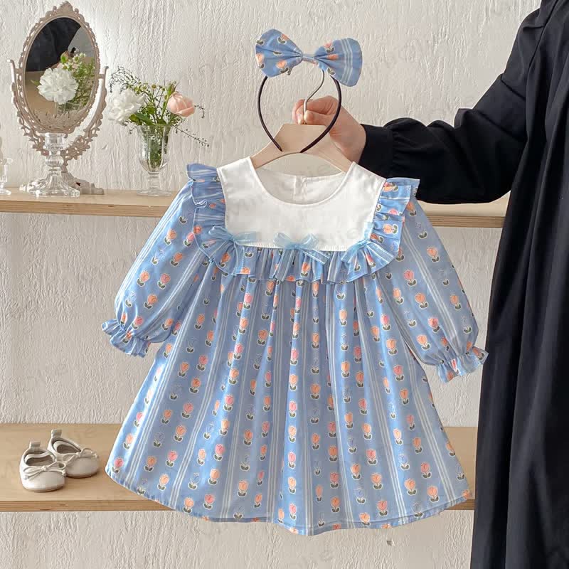Toddler Kid Girl Flower Bow Stripe Dress - image 3