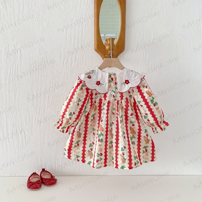 Toddler Girl Bunny Strawberry Flower Dress - image 4