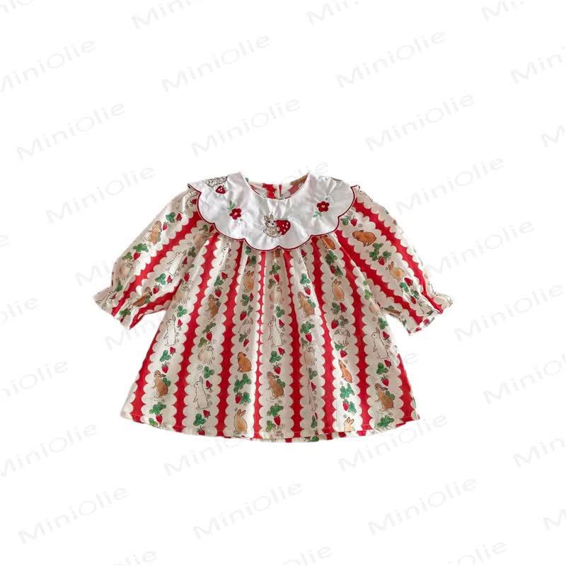 Toddler Girl Bunny Strawberry Flower Dress - image 5