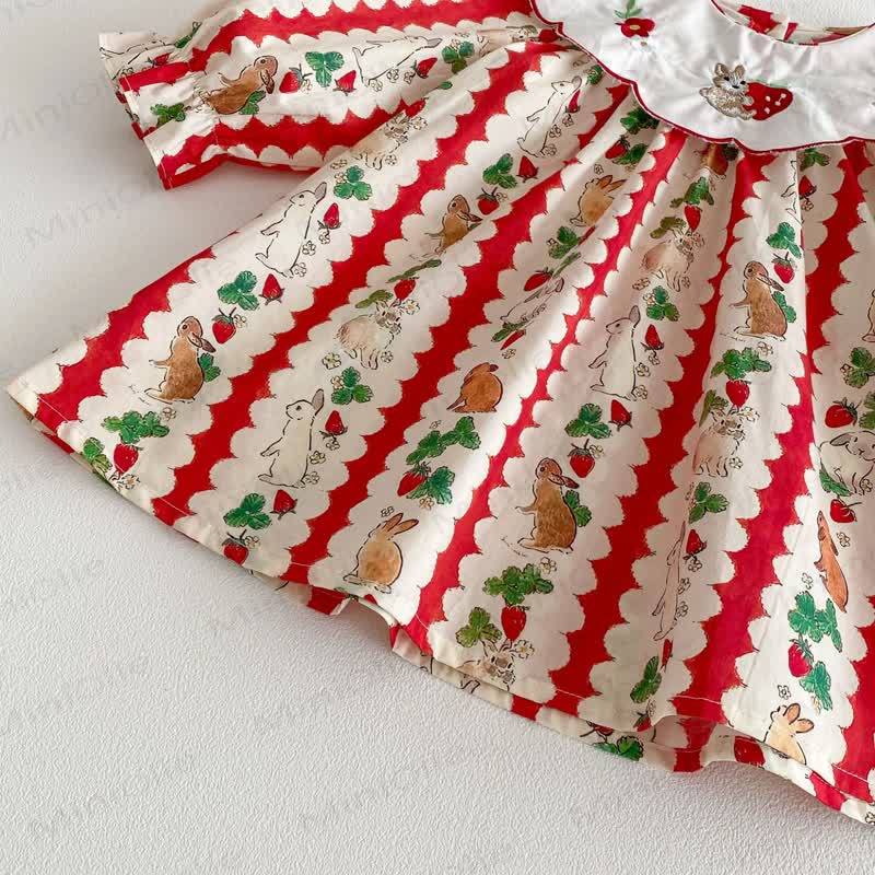 Toddler Girl Bunny Strawberry Flower Dress - image 11