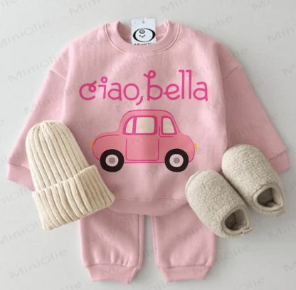 CIAO, BELLA Baby Pink Car Sweatshirt 2-piece Set - Pink - 2-3T - image 1