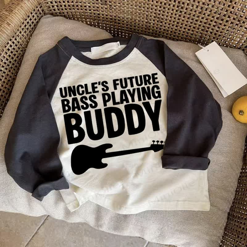UNCLE'S FUTURE BASS PLAYING BUDDY Baby Dark Gray Raglan T-shirt - Drak Gray - 2-3T - image 1
