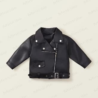 Toddler Girl Faux Leather Jacket - Black - 10Y - image 1