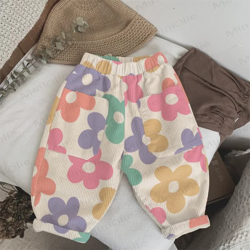 Baby Toddler Colorful Flowers Pants - Beige - 3-5T - image 1