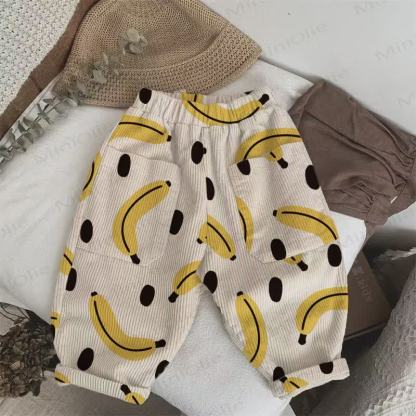 Baby Toddler Banana Polka Dot Corduroy Pants - Beige - 5-7T - image 1