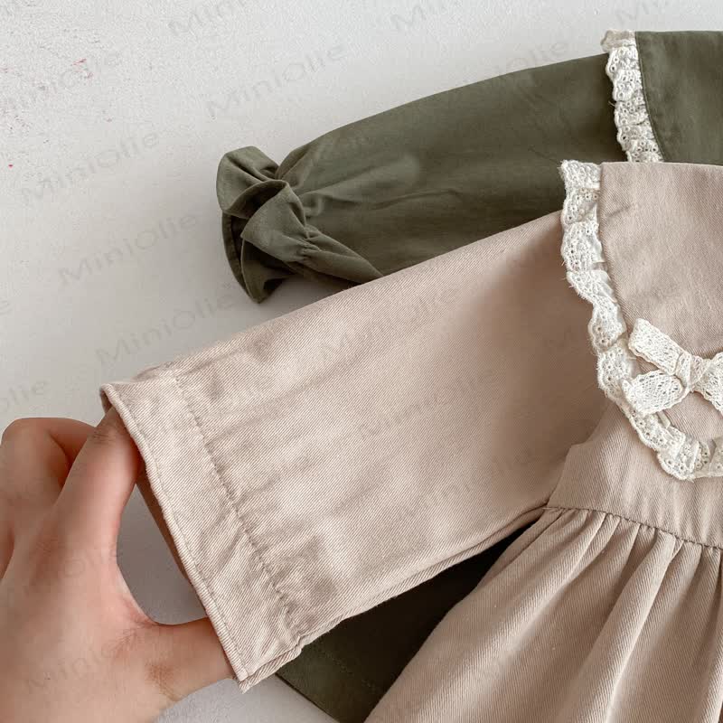 Baby Toddler Girl Lace Bow Lapel Dress - image 8