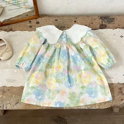 Baby Toddler Girl Lapel Embroidered Flower Dress - image 2